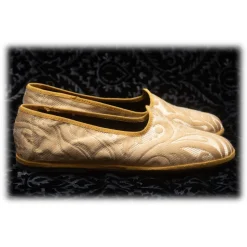 Nicolao Atelier - Furlana Slipper in Damask - Gold Color Woman - Shoe - Made in Italy - Luxury Exclusive Collection - Avvenice
