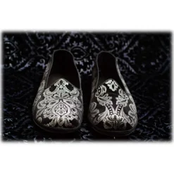 Nicolao Atelier - Furlana Slipper Venezia in Silk Velvet - Silver - Shoe - Made in Italy - Luxury Exclusive Collection - Avvenice