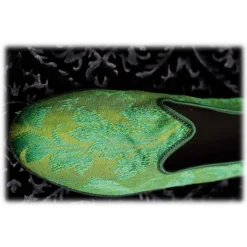 Nicolao Atelier - Furlana Venezia Silk Damask Slipper - Green - Shoe - Made in Italy - Luxury Exclusive Collection - Avvenice