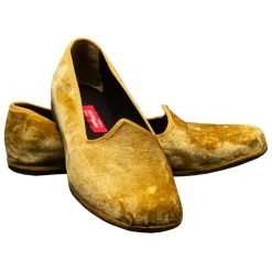 Nicolao Atelier - Furlana Slipper in Silk Velvet - Gold Color Man - Shoe - Made in Italy - Luxury Exclusive Collection - Avvenice
