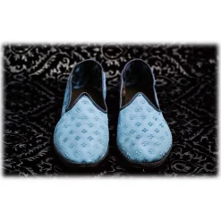 Nicolao Atelier - Furlana Slipper Venezia in Damask - Light Blue - Shoe - Made in Italy - Luxury Exclusive Collection - Avvenice