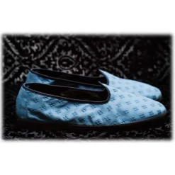 Nicolao Atelier - Furlana Slipper Venezia in Damask - Light Blue - Shoe - Made in Italy - Luxury Exclusive Collection - Avvenice