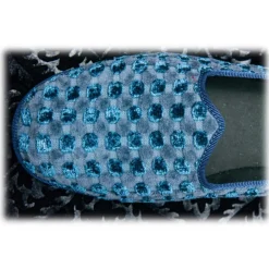 Nicolao Atelier - Furlana Slipper in Velvet - Blue Color Man - Shoe - Made in Italy - Luxury Exclusive Collection - Avvenice