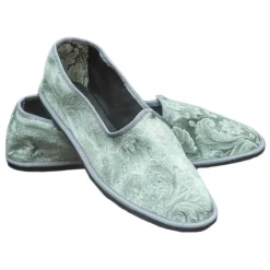 Nicolao Atelier - Furlana Slipper in Sage Green Silk Damask - Woman - Shoe - Made in Italy - Luxury Exclusive Collection - Avvenice