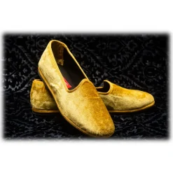 Nicolao Atelier - Furlana Slipper in Silk Velvet - Gold Color Woman - Shoe - Made in Italy - Luxury Exclusive Collection - Avvenice