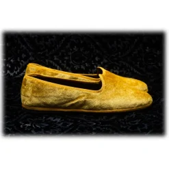 Nicolao Atelier - Furlana Slipper in Silk Velvet - Gold Color Woman - Shoe - Made in Italy - Luxury Exclusive Collection - Avvenice