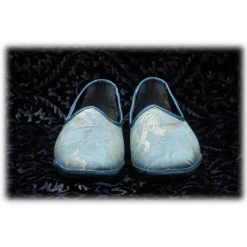 Nicolao Atelier - Furlana Slipper in Damask - Blue Color Woman - Shoe - Made in Italy - Luxury Exclusive Collection - Avvenice