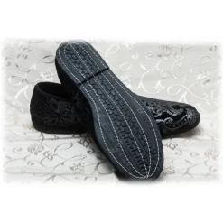Nicolao Atelier - Furlana Velvet Slipper - Color Black Silver Damask Man - Shoe - Made in Italy - Luxury Exclusive Collection - Avvenice
