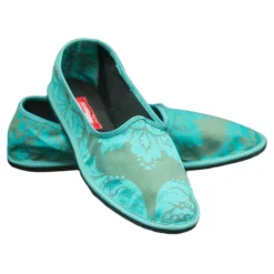 Nicolao Atelier - Furlana Slipper in Peacock Green Silk - Woman - Shoe - Made in Italy - Luxury Exclusive Collection - Avvenice