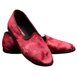 Nicolao Atelier - Furlana Slipper in Damask - Burgundy Color Woman - Shoe - Made in Italy - Luxury Exclusive Collection - Avvenice