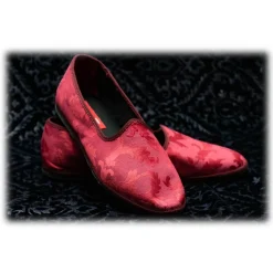 Nicolao Atelier - Furlana Slipper in Damask - Burgundy Color Woman - Shoe - Made in Italy - Luxury Exclusive Collection - Avvenice