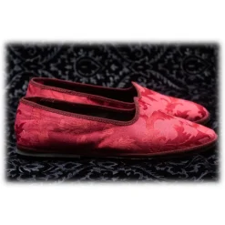 Nicolao Atelier - Furlana Slipper in Damask - Burgundy Color Woman - Shoe - Made in Italy - Luxury Exclusive Collection - Avvenice