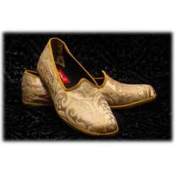 Nicolao Atelier - Furlana Slipper in Damask - Gold Color Man - Shoe - Made in Italy - Luxury Exclusive Collection - Avvenice