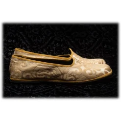 Nicolao Atelier - Furlana Slipper in Damask - Gold Color Man - Shoe - Made in Italy - Luxury Exclusive Collection - Avvenice