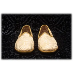 Nicolao Atelier - Furlana Slipper in Damask - Gold Color Man - Shoe - Made in Italy - Luxury Exclusive Collection - Avvenice