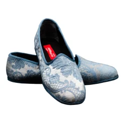 Nicolao Atelier - Furlana Slipper in Damask - Celeste Color Woman - Shoe - Made in Italy - Luxury Exclusive Collection - Avvenice