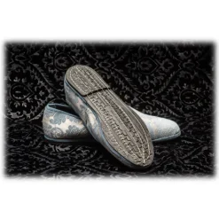 Nicolao Atelier - Furlana Slipper in Damask - Celeste Color Woman - Shoe - Made in Italy - Luxury Exclusive Collection - Avvenice