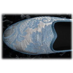 Nicolao Atelier - Furlana Slipper in Damask - Celeste Color Woman - Shoe - Made in Italy - Luxury Exclusive Collection - Avvenice