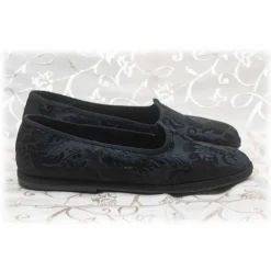 Nicolao Atelier - Furlana Slipper in Damask - Black Color Woman - Shoe - Made in Italy - Luxury Exclusive Collection - Avvenice