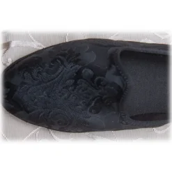Nicolao Atelier - Furlana Slipper in Damask - Black Color Woman - Shoe - Made in Italy - Luxury Exclusive Collection - Avvenice