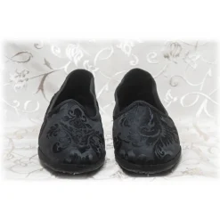 Nicolao Atelier - Furlana Slipper in Damask - Black Color Woman - Shoe - Made in Italy - Luxury Exclusive Collection - Avvenice