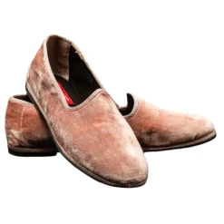 Nicolao Atelier - Furlana Slipper in Velvet - Color Salmon Pink Woman - Shoe - Made in Italy - Luxury Exclusive Collection - Avvenice
