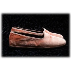 Nicolao Atelier - Furlana Slipper in Velvet - Color Salmon Pink Woman - Shoe - Made in Italy - Luxury Exclusive Collection - Avvenice