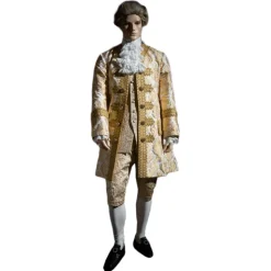 Nicolao Atelier - Man suit in Lampasso Gold-White - Historical Costume - 1700 - Made in Italy - Luxury Exclusive Collection - Avvenice