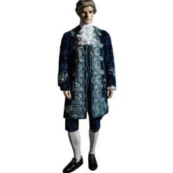 Nicolao Atelier - Midnight Blue Velvet Embossed Suit for Man - Historical Costume - 1700 - Made in Italy - Luxury Exclusive - Avvenice