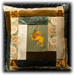 Nicolao Atelier - Patchwork Cushion in Rubelli Fabric - Lion Shade Grey - Pillow - Made in Italy - Luxury Exclusive Collection - Avvenice