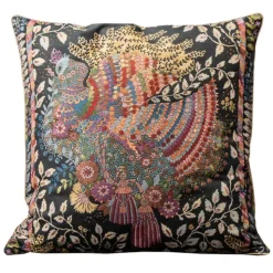 Nicolao Atelier - Rubelli Silk Cushion - Peacock Motif Grey - Pillow - Made in Italy - Luxury Exclusive Collection - Avvenice