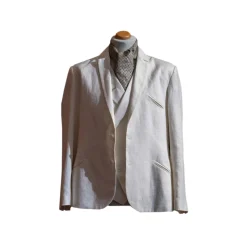 Nicolao Atelier - 30's Jacket and Vest - White Linen Man - Jacket - Made in Italy - Luxury Exclusive Collection - Avvenice