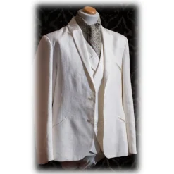 Nicolao Atelier - 30's Jacket and Vest - White Linen Man - Jacket - Made in Italy - Luxury Exclusive Collection - Avvenice