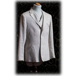 Nicolao Atelier - 30's Jacket and Vest - Ecru Linen Man - Jacket - Made in Italy - Luxury Exclusive Collection - Avvenice