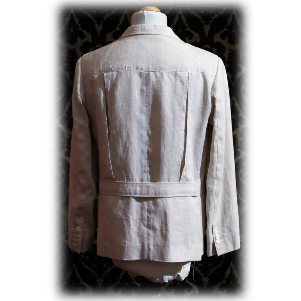 Nicolao Atelier - 30's Jacket and Vest - Ecru Linen Man - Jacket - Made in Italy - Luxury Exclusive Collection - Avvenice