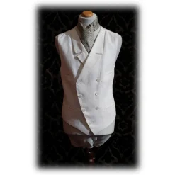 Nicolao Atelier - 30's Vest - White Linen Man - Vest - Made in Italy - Luxury Exclusive Collection - Avvenice