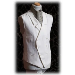 Nicolao Atelier - 30's Vest - White Linen Man - Vest - Made in Italy - Luxury Exclusive Collection - Avvenice