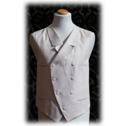 Nicolao Atelier - 30's Vest - Ecru Linen Man - Vest - Made in Italy - Luxury Exclusive Collection - Avvenice