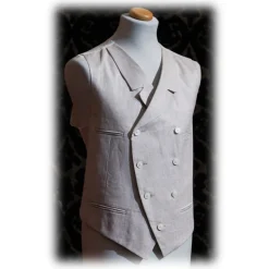 Nicolao Atelier - 30's Vest - Ecru Linen Man - Vest - Made in Italy - Luxury Exclusive Collection - Avvenice