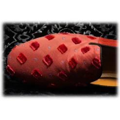 Nicolao Atelier - Silk Slipper Sock - Red with Red Velvet Check Pattern Man - Shoe - Made in Italy - Luxury Exclusive Collection - Avvenice
