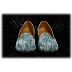 Nicolao Atelier - Silk Velvet Slipper Shoe - Light Blue Woman - Shoe - Made in Italy - Luxury Exclusive Collection - Avvenice