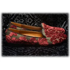 Nicolao Atelier - Silk Velvet Brocade Slipper - Bordeaux Woman - Shoe - Made in Italy - Luxury Exclusive Collection - Avvenice
