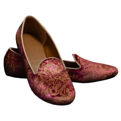 Nicolao Atelier - Silk Velvet Slipper Shoe - Fuchsia with Gold Woman - Shoe - Made in Italy - Luxury Exclusive Collection - Avvenice