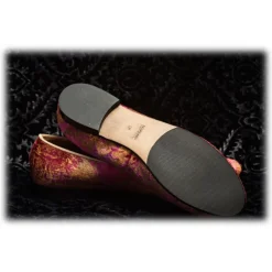 Nicolao Atelier - Silk Velvet Slipper Shoe - Fuchsia with Gold Woman - Shoe - Made in Italy - Luxury Exclusive Collection - Avvenice