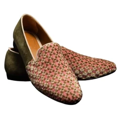 Nicolao Atelier - Slipper in Silk Velvet - Pink Moss Green Man - Shoe - Made in Italy - Luxury Exclusive Collection - Avvenice