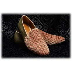 Nicolao Atelier - Slipper in Silk Velvet - Pink Moss Green Man - Shoe - Made in Italy - Luxury Exclusive Collection - Avvenice