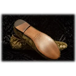 Nicolao Atelier - Slipper Shoe in Velvet Brocade - Sage Green Color Woman - Shoe - Made in Italy - Luxury Exclusive Collection - Avvenice