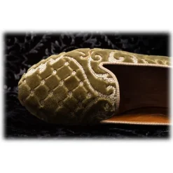 Nicolao Atelier - Slipper Shoe in Velvet Brocade - Sage Green Color Woman - Shoe - Made in Italy - Luxury Exclusive Collection - Avvenice