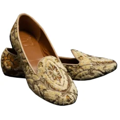 Nicolao Atelier - Velvet Brocade Slipper Shoes - Cream Color Woman - Shoe - Made in Italy - Luxury Exclusive Collection - Avvenice