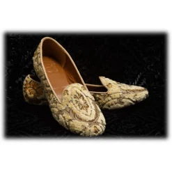 Nicolao Atelier - Velvet Brocade Slipper Shoes - Cream Color Woman - Shoe - Made in Italy - Luxury Exclusive Collection - Avvenice